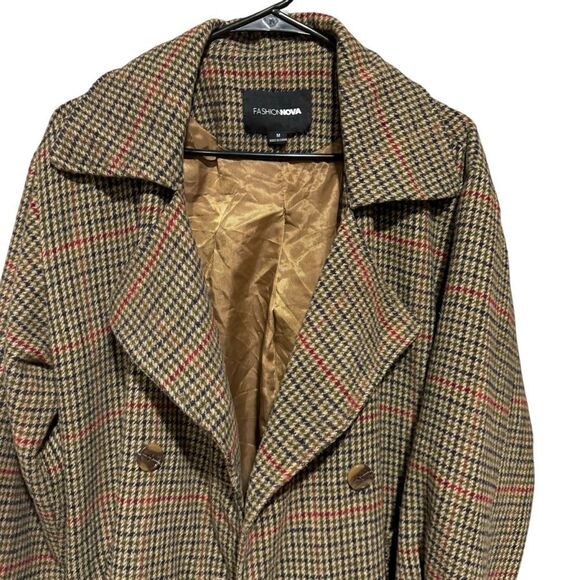 Fashion Nova Warm Up To Me Trench Coat - Taupe/Burgundy - Picture 6 of 10